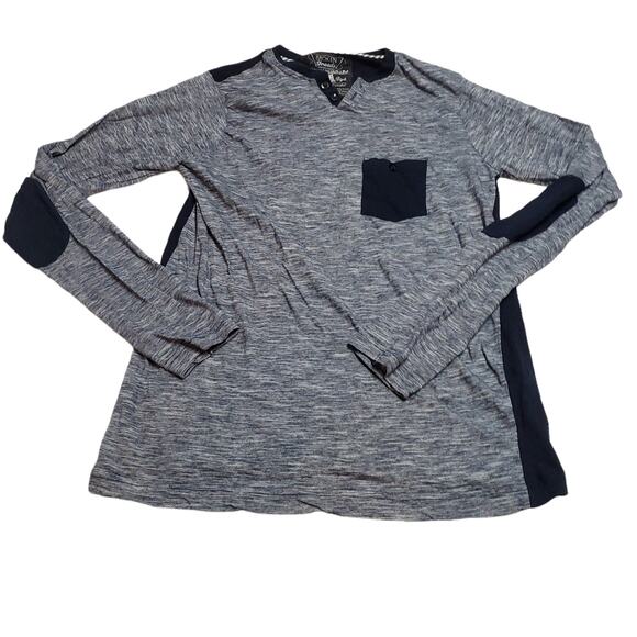 Broken Threads Shirt Mens Medium Henley Heather Blue Long Sleeve Tee Shirt Top - Picture 1 of 9